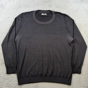 Falconeri Sweater Men Large Grey 100% Cashmere Crewneck Ultralight Made Italy